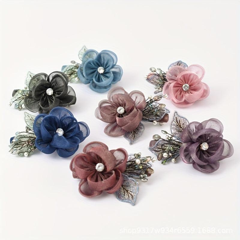 Rhinestone Floral Hair Clip Faux Pearl Wedding Headpiece
