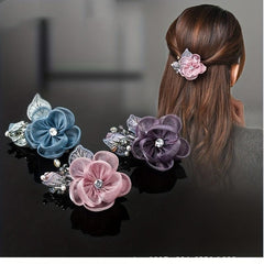 Rhinestone Floral Hair Clip Faux Pearl Wedding Headpiece