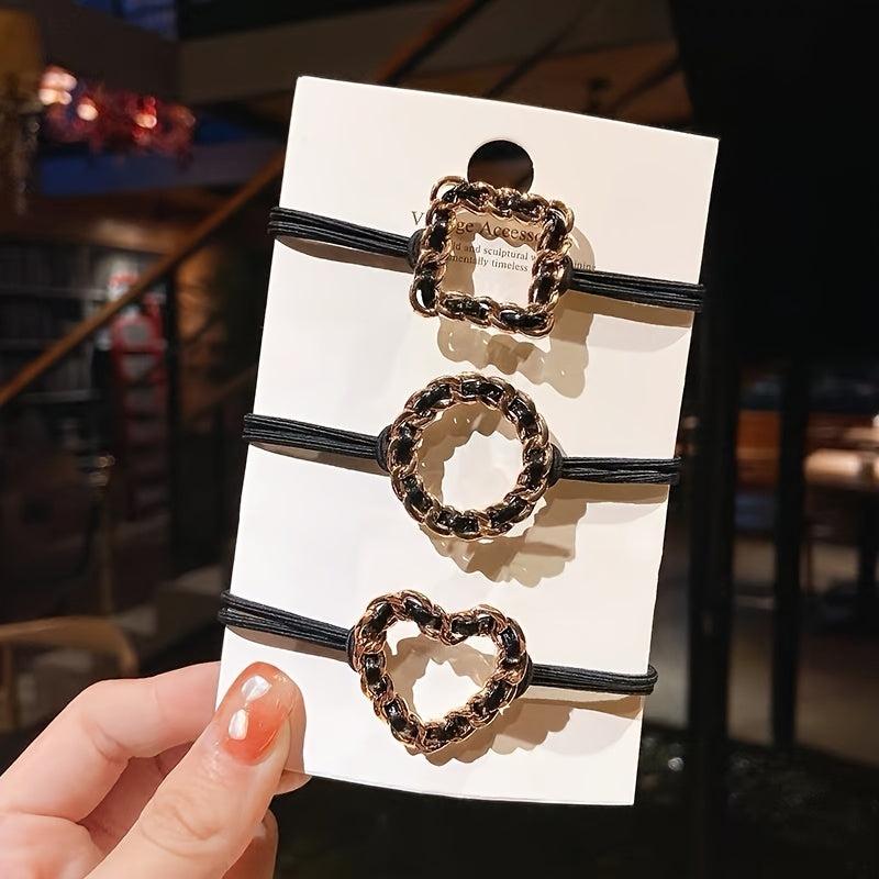 3pcs Hair Tie Elastic Ponytail Holder Hair Styling Accessory
