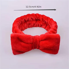 Coral Fleece Bow Headband Elastic Bowknot Headband