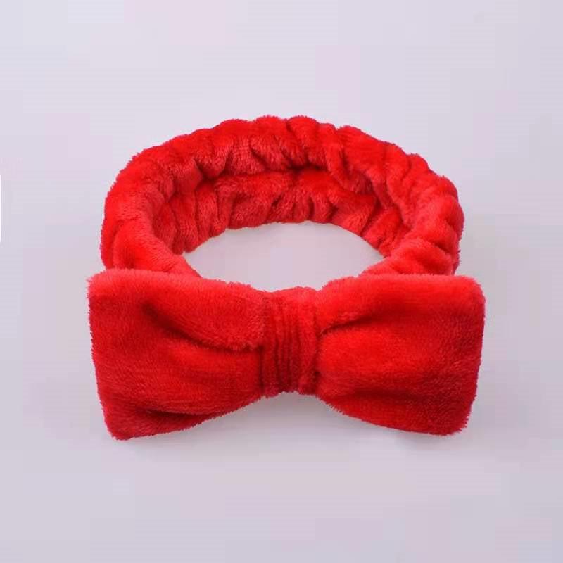 Coral Fleece Bow Headband Elastic Bowknot Headband