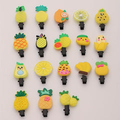 18pcs Baby Girls Fruit Hair Clip Pineapple Pear Duck Billed Clip