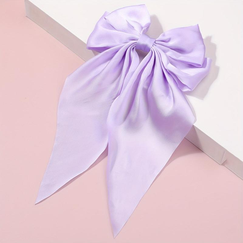Purple Bow Hair Clip Barrette Ponytail Women