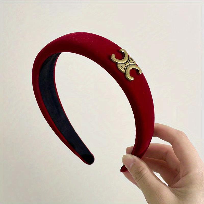 Red Plush Fabric Hairband Thick Sponge Headband Vintage Hair Accessories