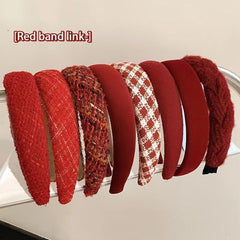 Red Plush Fabric Hairband Thick Sponge Headband Vintage Hair Accessories