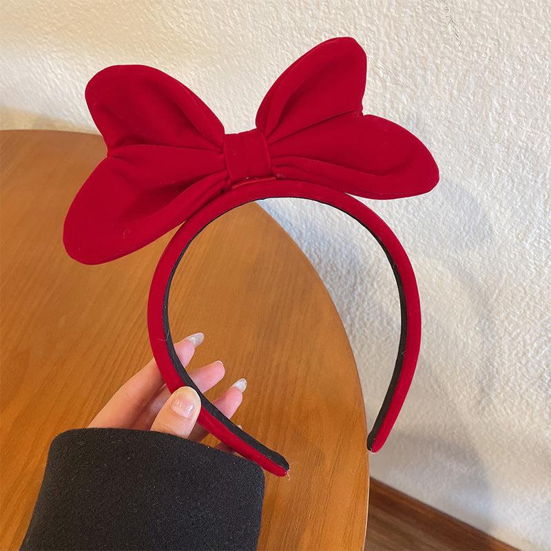 Red Plush Fabric Hairband Thick Sponge Headband Vintage Hair Accessories