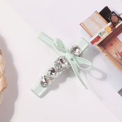 Rhinestone Ribbon Bow Hair Clip for Women Girls