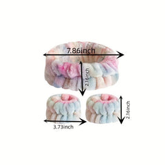 Tie Dye Sports Headband Plus Wristband Set Hair Hoop Face Wash Makeup SPA