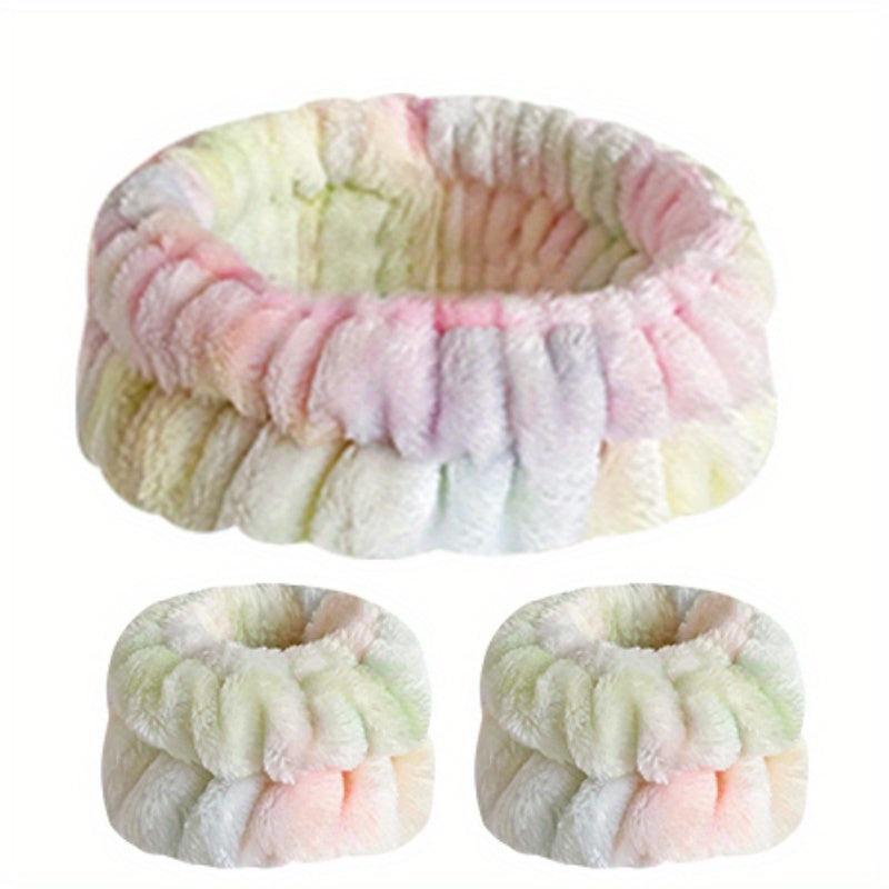 Tie Dye Sports Headband Plus Wristband Set Hair Hoop Face Wash Makeup SPA