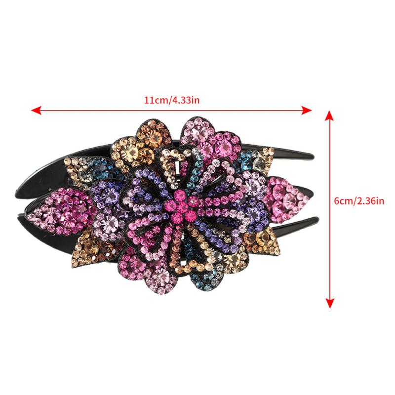 Crystal Flower Hair Claw Clip Rhinestone Retro Non Slip Strong Hold Grip