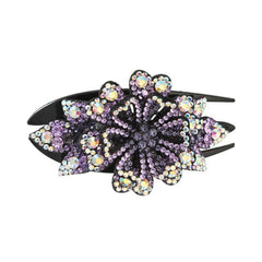 Crystal Flower Hair Claw Clip Rhinestone Retro Non Slip Strong Hold Grip