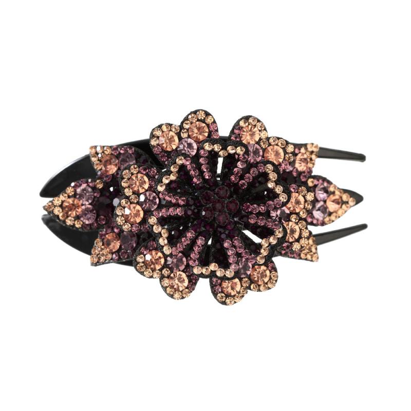 Crystal Flower Hair Claw Clip Rhinestone Retro Non Slip Strong Hold Grip