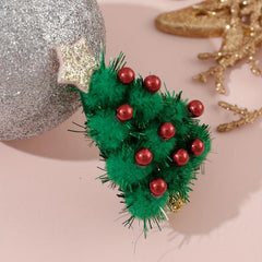 Green Christmas Tree Hair Clip Plush Glitter Duck Billed Clip