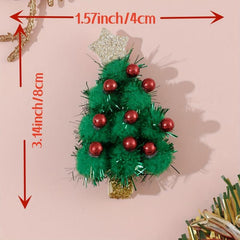 Green Christmas Tree Hair Clip Plush Glitter Duck Billed Clip