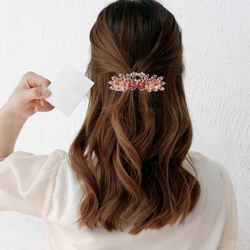 Crystal Hair Clip Rhinestones Barrettes Pins Vintage Spring Clips