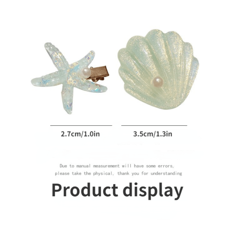 Ocean Glitter Starfish Shell Hair Clip Duck Billed Clip