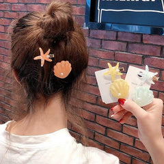 Ocean Glitter Starfish Shell Hair Clip Duck Billed Clip