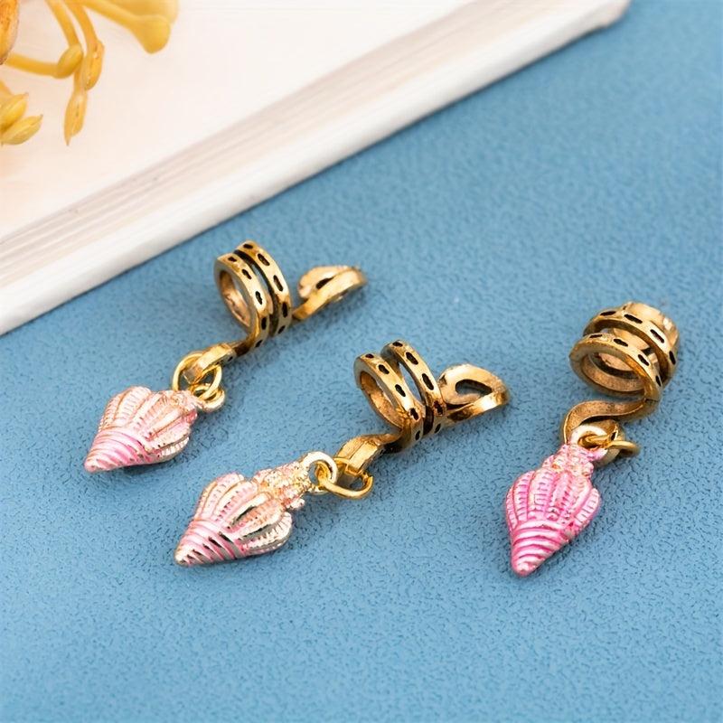 Enamel Conch Hair Beads Dreadlock Hair Ring Oceans Series Hair Accessories
