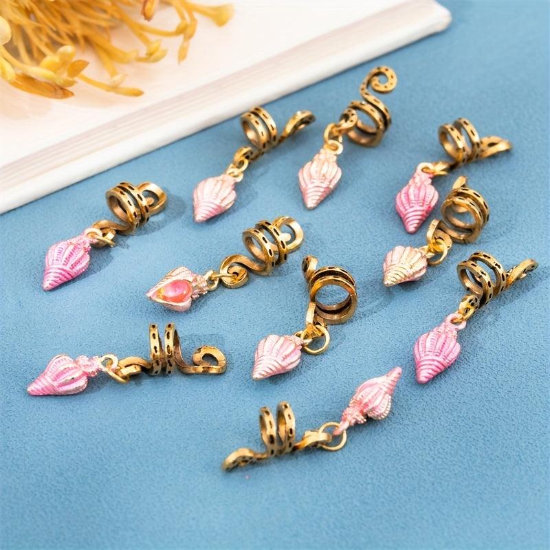 Enamel Conch Hair Beads Dreadlock Hair Ring Oceans Series Hair Accessories