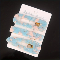 3pcs Acetic Acid Acrylic Hair Clip Marble Pattern Headwear Hair Accessories