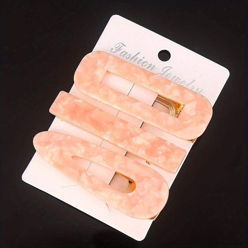 3pcs Acetic Acid Acrylic Hair Clip Marble Pattern Headwear Hair Accessories