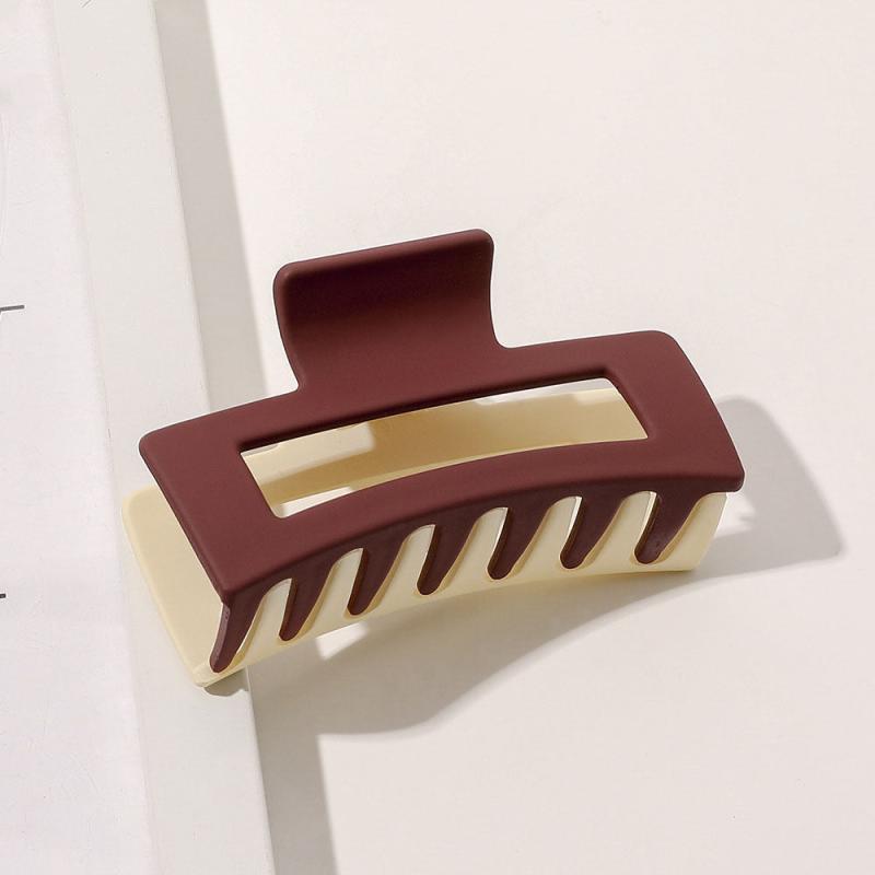 Frosted Two Tone Hair Claw Clip Rectangle Hairpin Strong Hold