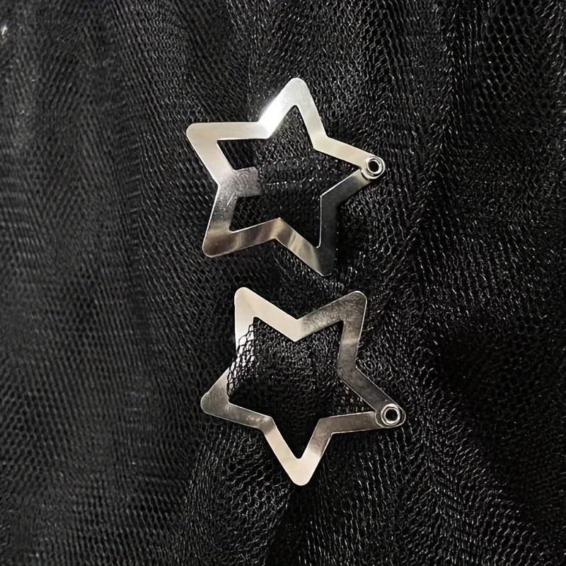 50pcs Y2K Hollow Star Snap Hair Clip For Bangs Braids Girls