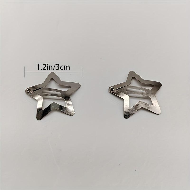 50pcs Y2K Hollow Star Snap Hair Clip For Bangs Braids Girls