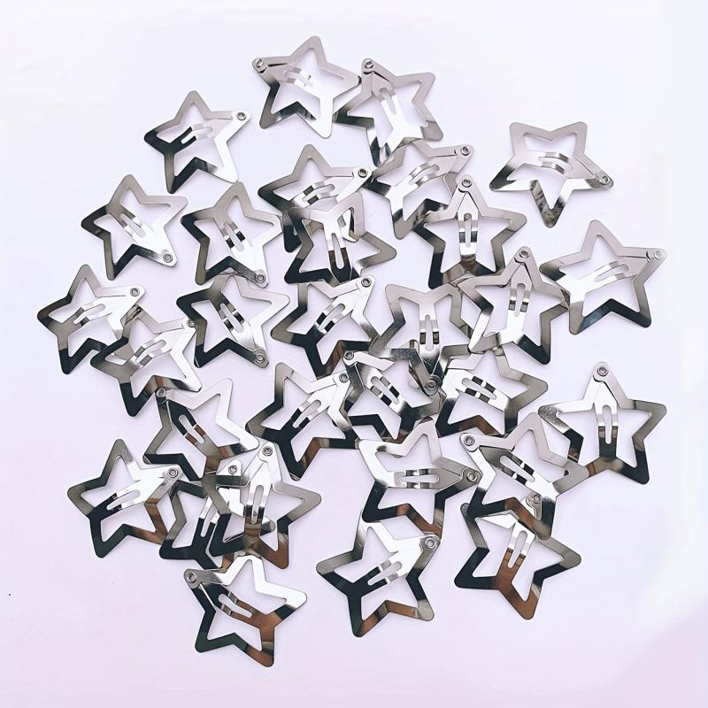 50pcs Y2K Hollow Star Snap Hair Clip For Bangs Braids Girls