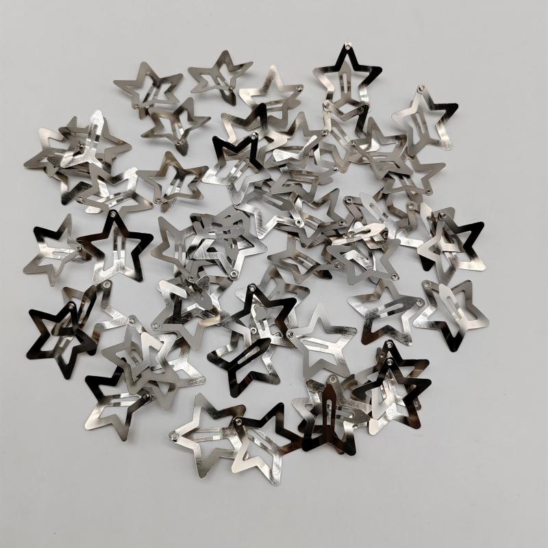 50pcs Y2K Hollow Star Snap Hair Clip For Bangs Braids Girls