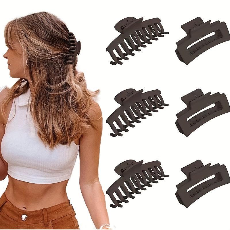6pcs Solid Hair Claw Matte Banana Clip Non Slip Hair Accessory