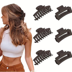 6pcs Solid Hair Claw Matte Banana Clip Non Slip Hair Accessory