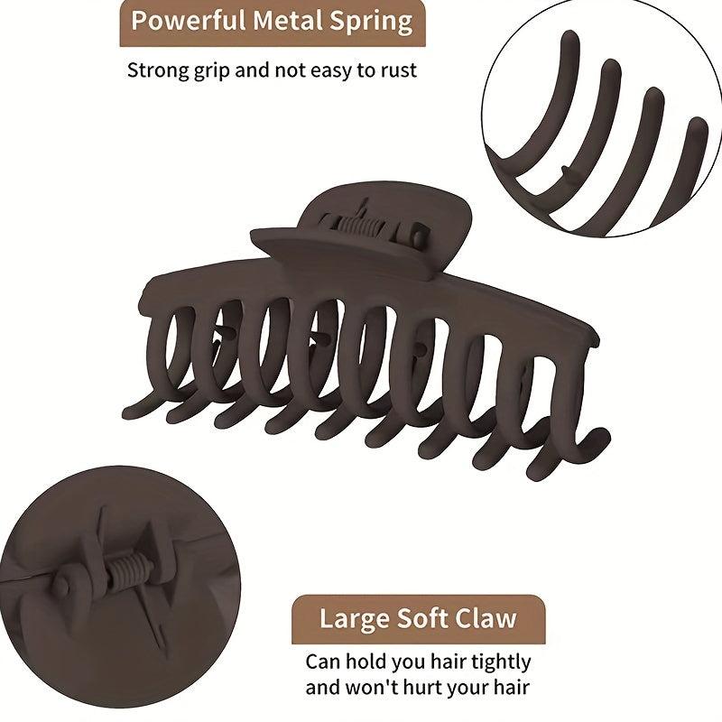 6pcs Solid Hair Claw Matte Banana Clip Non Slip Hair Accessory