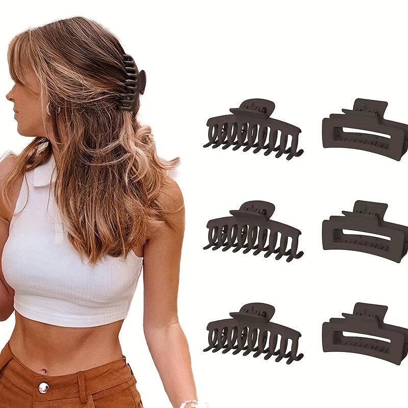 6pcs Solid Hair Claw Matte Banana Clip Non Slip Hair Accessory