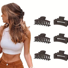6pcs Solid Hair Claw Matte Banana Clip Non Slip Hair Accessory