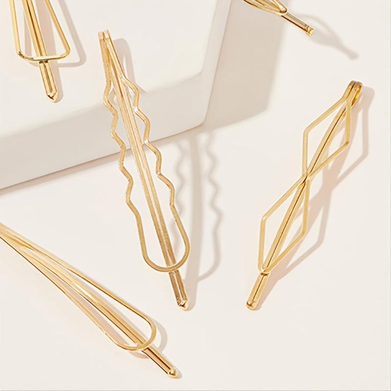5pcs Golden Geometric Hair Clip Women Accessories