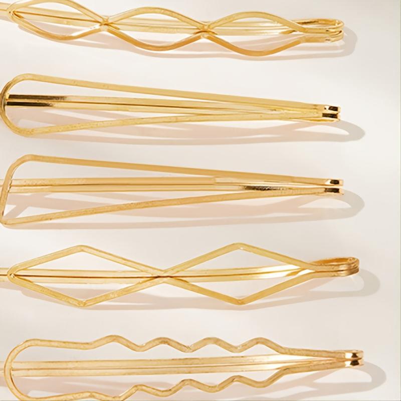 5pcs Golden Geometric Hair Clip Women Accessories