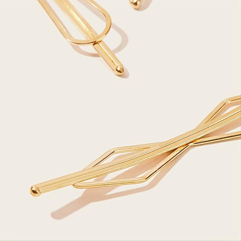 5pcs Golden Geometric Hair Clip Women Accessories