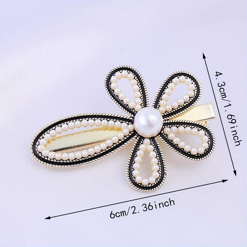 Faux Pearl Hair Clip Duck Billed Non Slip Side Clip Bangs Clip Hair Accesso