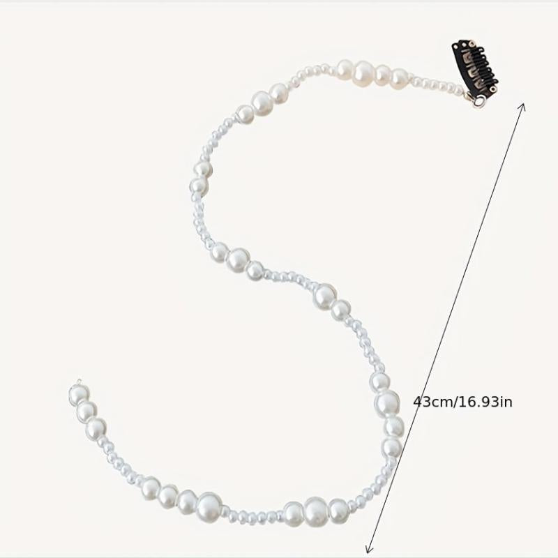 Faux Pearl Beaded Hair Clip Hair Chain Headpiece