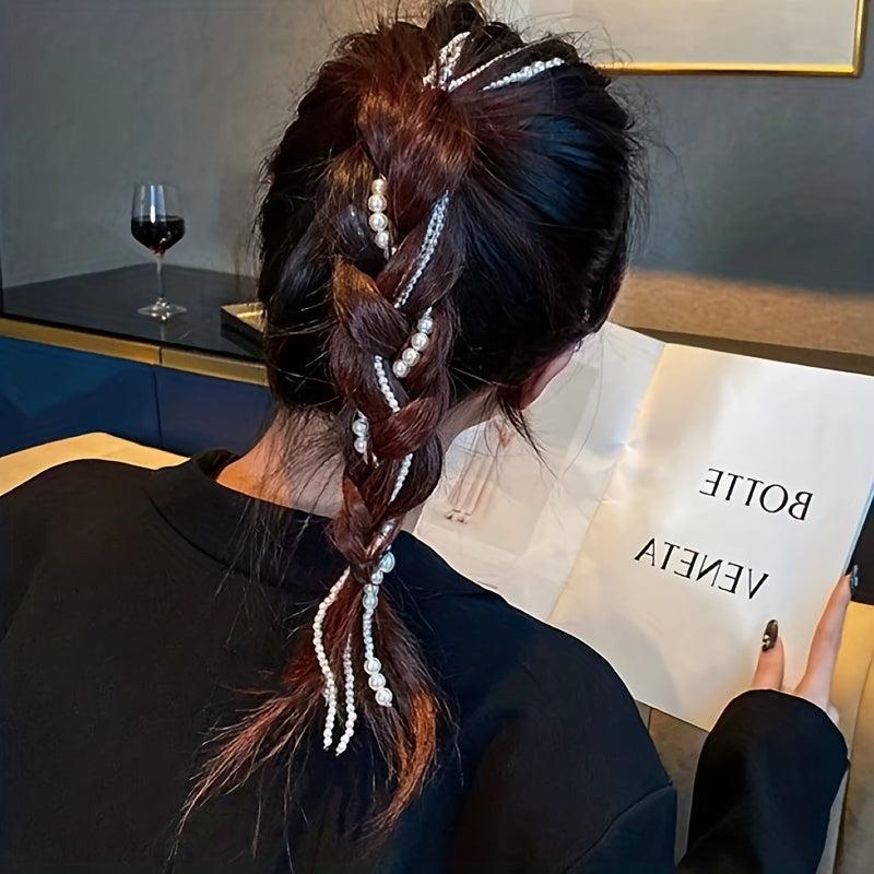 Faux Pearl Beaded Hair Clip Hair Chain Headpiece
