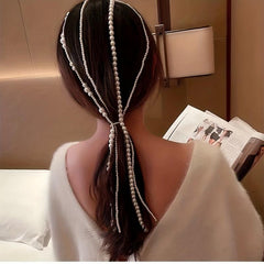 Faux Pearl Beaded Hair Clip Hair Chain Headpiece