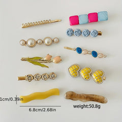 Set of 10 Pearl Crystal Beaded Hair Clips for Women Girls