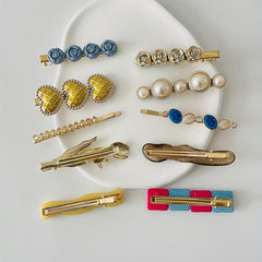 Set of 10 Pearl Crystal Beaded Hair Clips for Women Girls