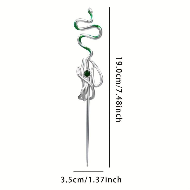 Gothic Snake Shape Hairpin Silvery Metal Hair Stick Dark Style Hair Accessories