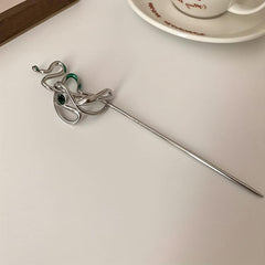 Gothic Snake Shape Hairpin Silvery Metal Hair Stick Dark Style Hair Accessories