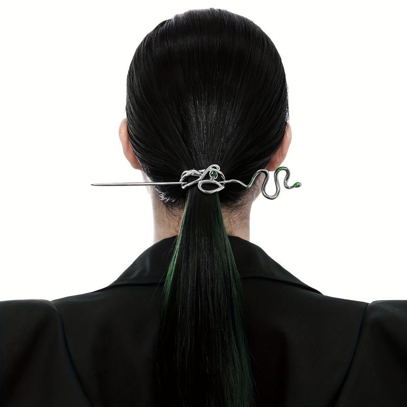 Gothic Snake Shape Hairpin Silvery Metal Hair Stick Dark Style Hair Accessories