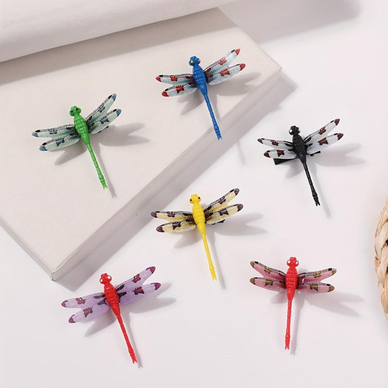 6pcs Dragonfly Hair Clip Resin Duck Billed Clip for Women Girls