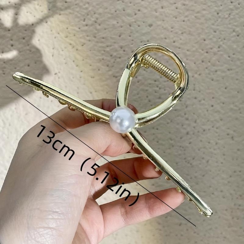 3pcs Pearl Hair Claw Nonslip Ponytail Holder Women Girls Hair Claw