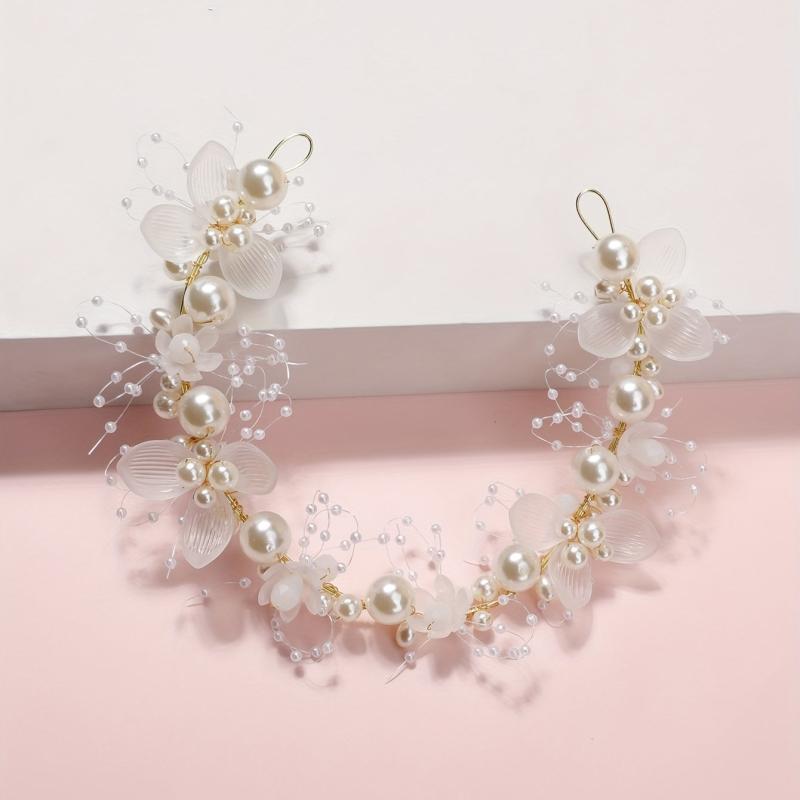 Faux Pearl Flower Headband Hair Accessory for Women